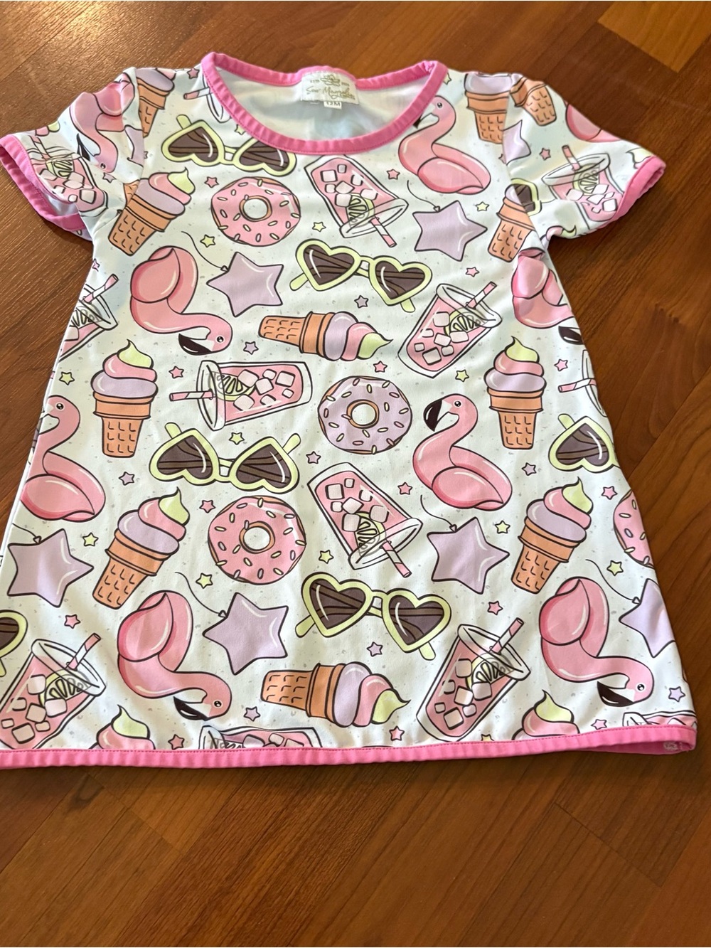 Sew Magnolia Smocks Pink-Trim Baby Dress (12M)